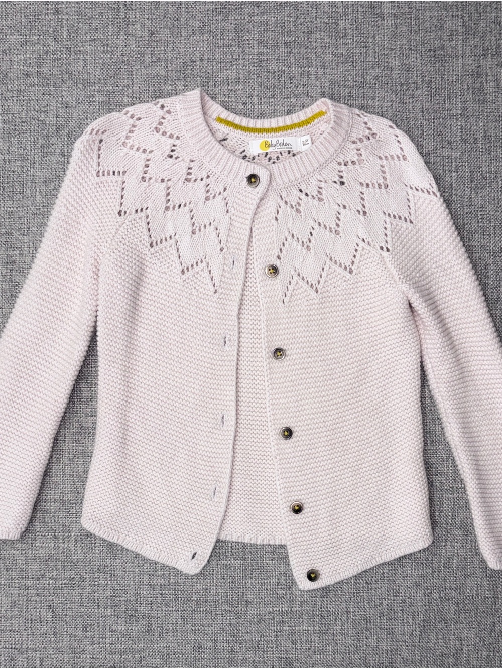 Baby Boden 2-3y Knit Cardigan Sweater Elegant Openwork Yoke EUC